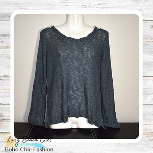 Lace Back Charcoal Blue Sweater